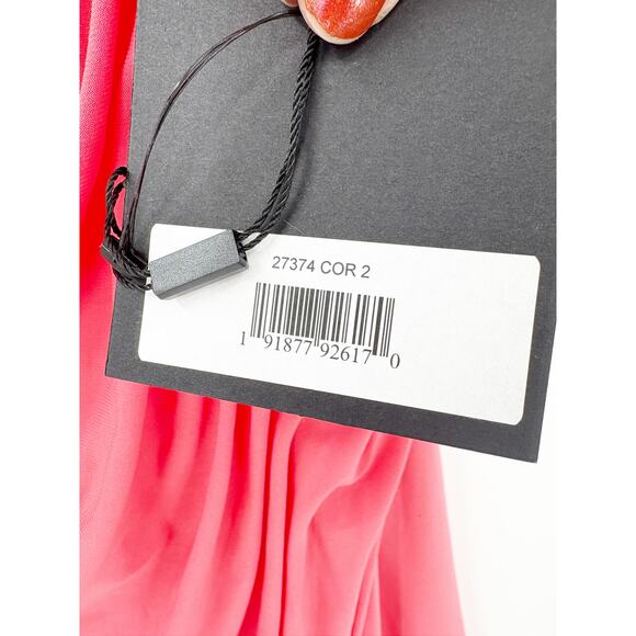 MAC DUGGAL Dress Size 2 Evening Gown Coral NEW Rhinestone Strap Midi Ruching - Picture 7 of 9